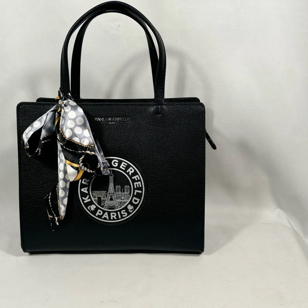Karl Lagerfeld black Medallion Bag NWT and twilly (chain not included) - Picture 1 of 10